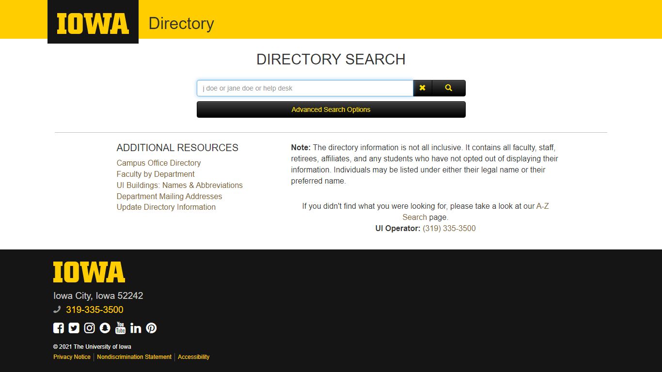 Directory Search | The University of Iowa